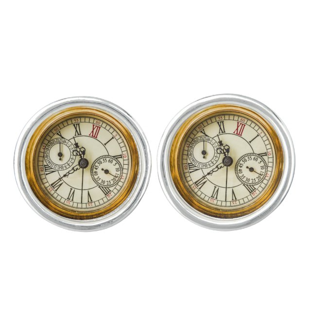 Vintage Antique industrial steampunk Watch Cufflinks (Front)