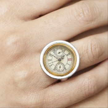 Vintage Antique Industrial Steampunk Watch Ring by WhenWestMeetEast at Zazzle