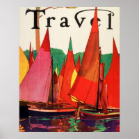 Vintage Antique Italy Travel Magazine Fishing Poster