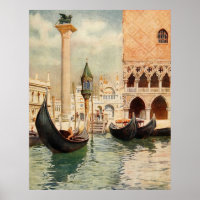 Vintage Antique Italy Venice Gondola Shrine Poster