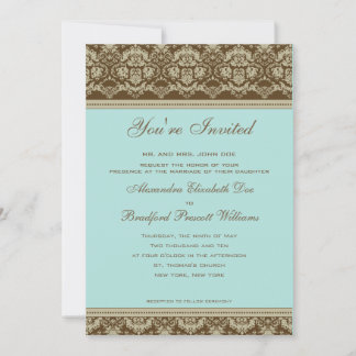 Vintage Antique Lace Wedding Invitation :: aqua