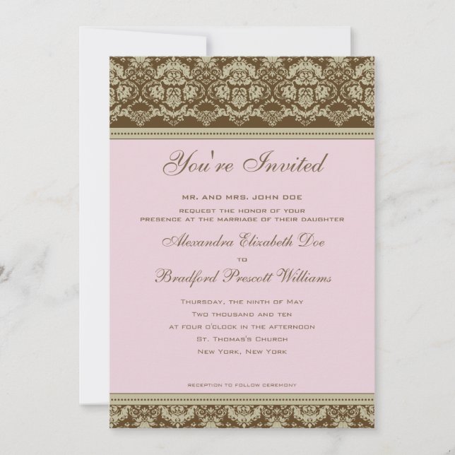 Vintage Antique Lace Wedding Invitation :: blush (Front)