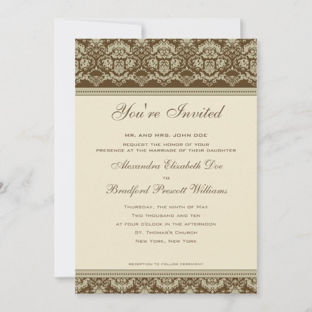 Vintage Antique Lace Wedding Invitation :: sepia (Front)