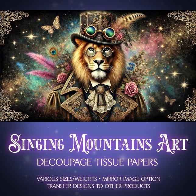 Vintage Antique Lion Steampunk Fantasy Decoupage Tissue Paper (Creator Uploaded)