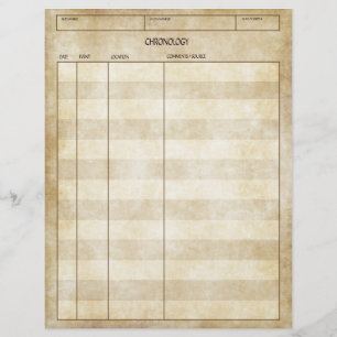 Vintage Antique Look Genealogy CHronology Sheet