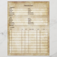 Vintage Antique Look Genealogy Family Group Sheet