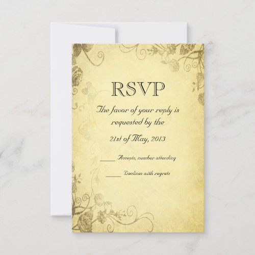 Vintage Antique Look Wedding RSVP Card