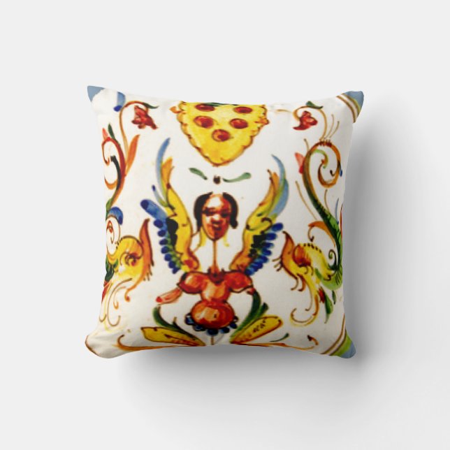 Vintage Antique Majolica Pottery Art Throw Pillow (Front)