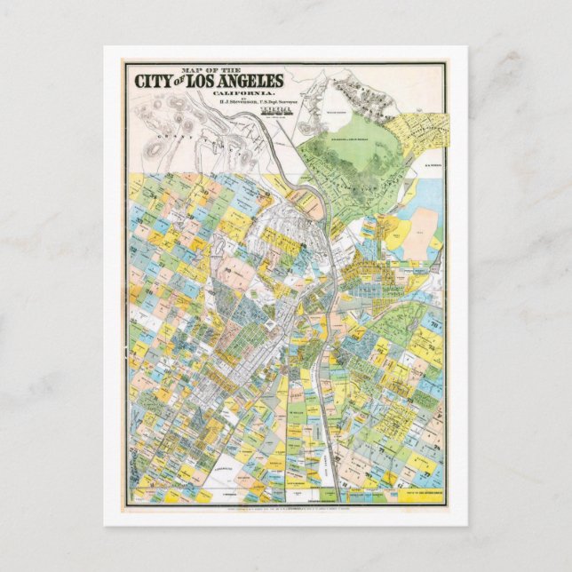 Vintage/Antique Map of Los Angeles Travel Postcard (Front)