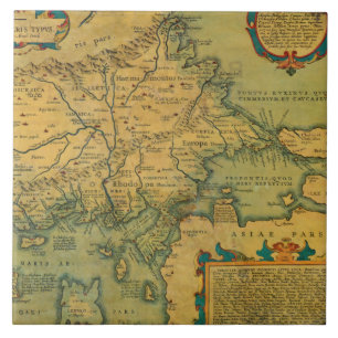 Vintage Antique Map of Thrace Greece Turkey Europe Ceramic Tile
