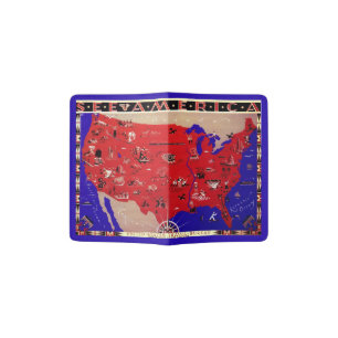 Vintage Antique Map United States of America, USA Passport Holder