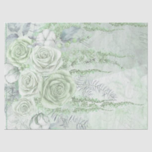 Vintage Antique Mint Rose Decoupage Tissue Paper
