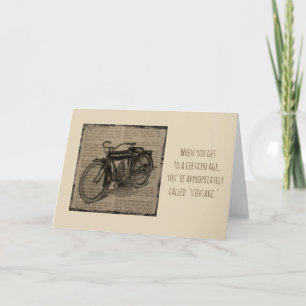 Vintage Antique Motorcycle Over Hill Birthday Card