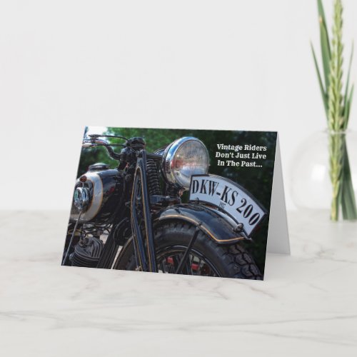 Vintage Antique Motorcycle Rider Greeting Card