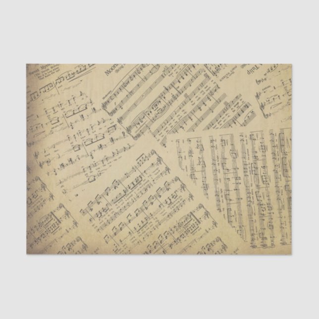 vintage antique music note Pattern musician   Tissue Paper (Front)