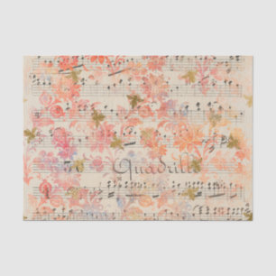 Vintage Antique Music Sheet Floral Watercolor
