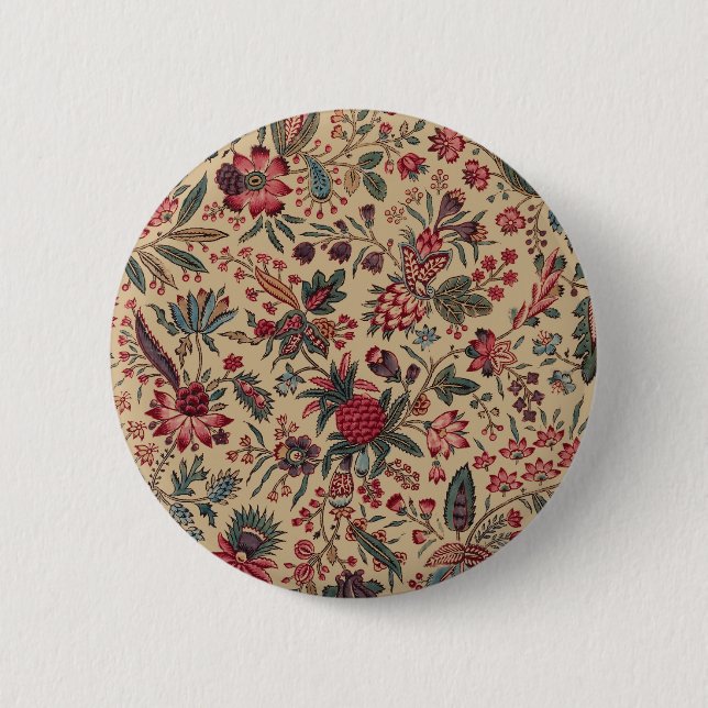 Vintage Antique Needlework Floral Furnishing Button (Front)