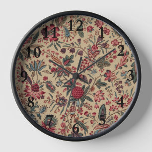 Vintage Antique Needlework Floral Furnishing Clock