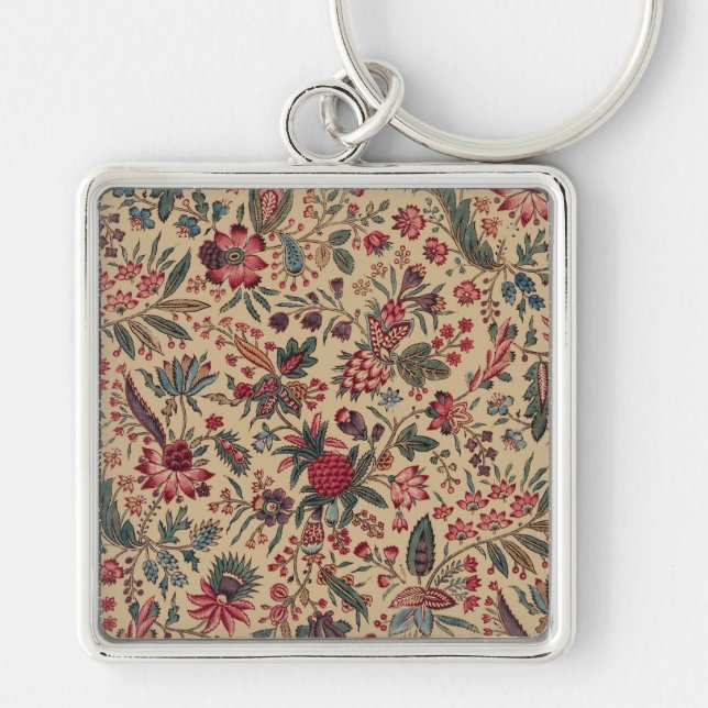 Vintage Antique Needlework Floral Furnishing Keychain (Front)