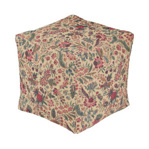 Vintage Antique Needlework Floral Furnishing Pouf