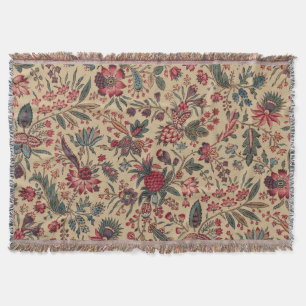 Vintage Antique Needlework Floral Furnishing Throw Blanket