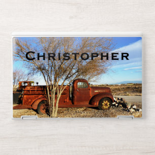 Vintage Antique Old Red Fire Truck with Name HP Laptop Skin