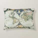 Vintage Antique Old World Map by Pieter Goos, 1666 Accent Pillow