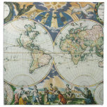 Vintage Antique Old World Map by Pieter Goos, 1666 Cloth Napkin