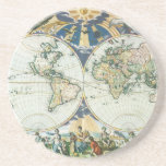 Vintage Antique Old World Map by Pieter Goos, 1666 Coaster