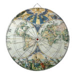 Vintage Antique Old World Map by Pieter Goos, 1666 Dartboard With Darts