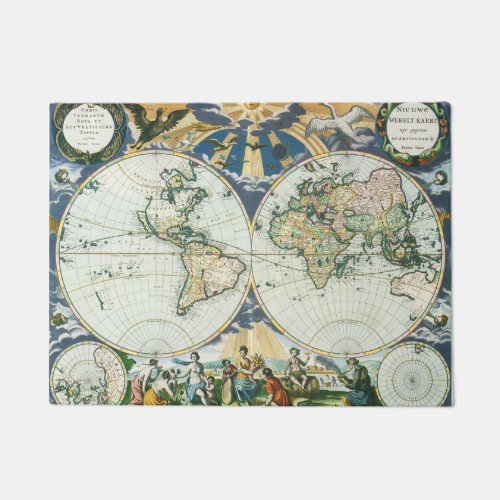 Vintage Antique Old World Map by Pieter Goos 1666 Doormat