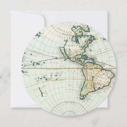 Vintage Antique Old World Map by Pieter Goos 1666 Invitation