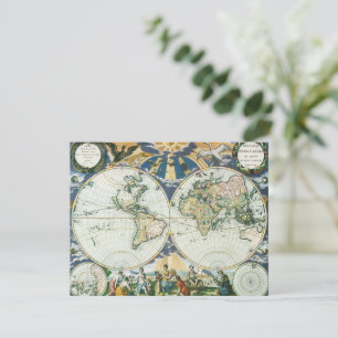 Vintage Antique Old World Map by Pieter Goos, 1666 Invitation