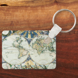 Vintage Antique Old World Map by Pieter Goos, 1666 Keychain
