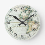 Vintage Antique Old World Map by Pieter Goos, 1666 Round Clock