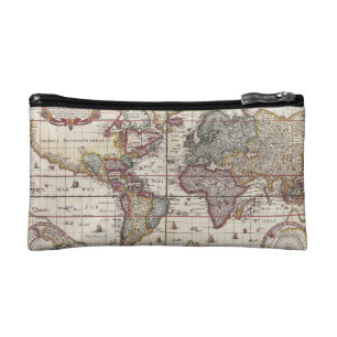 Vintage Antique Old World Map Design Faded Print Cosmetic Bag