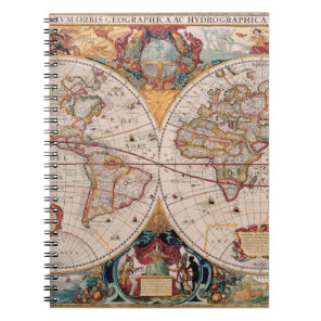Vintage Antique Old World Map Design Faded Print Notebook