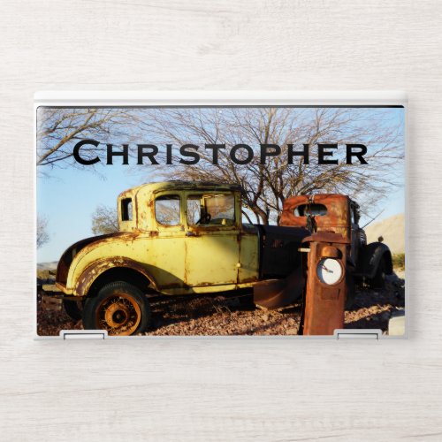 Vintage Antique Old Yellow Car Coupe with Name HP Laptop Skin