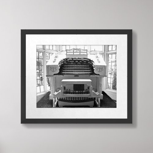 Vintage Antique Organ Black  White Photograph Framed Art