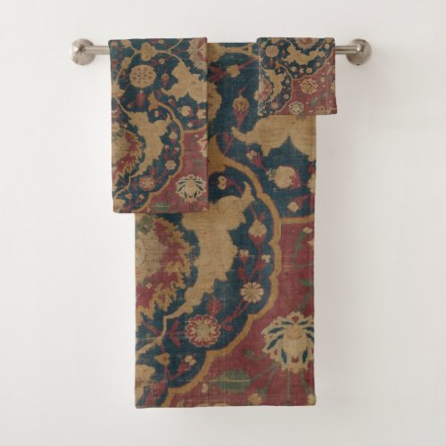 Vintage Antique Oriental Persian Red Pattern  Bath Towel Set