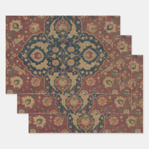 Vintage Antique Oriental Persian Red Pattern Wrapping Paper Sheets