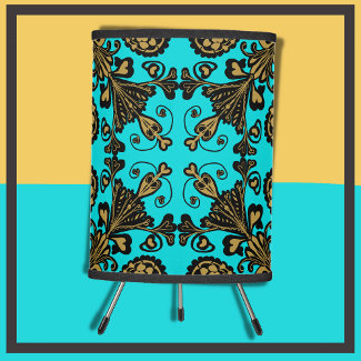 Vintage Antique Ornate Blue & Gold Damask Pattern