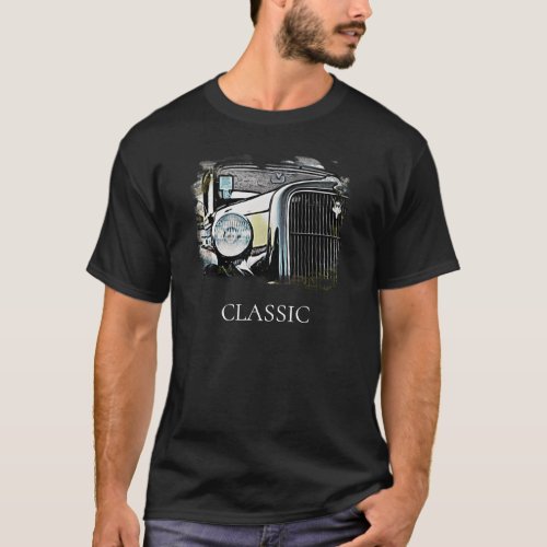  Vintage Antique Painting Classic Old Car T_Shirt