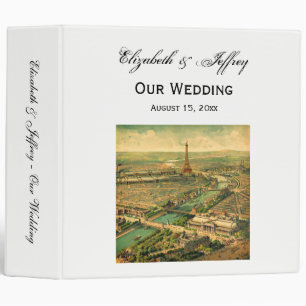 Vintage Antique Paris Print Wedding Binder