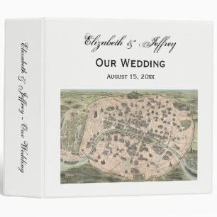 Vintage Antique Paris Street Map 3 Ring Binder