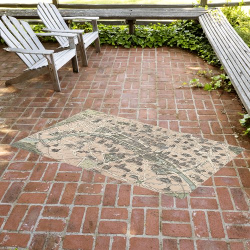 Vintage Antique Paris Street Map Outdoor Rug