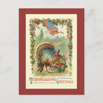 Vintage Antique Patriotic Thanksgiving Postcard by lkranieri at Zazzle
