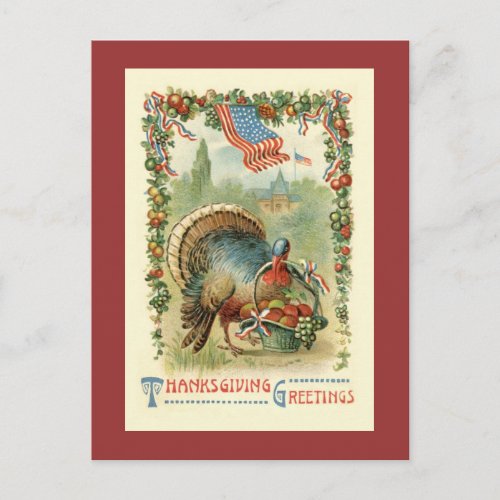 Vintage Antique Patriotic Thanksgiving Postcard