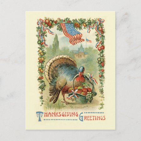 Vintage Antique Patriotic Thanksgiving Postcard