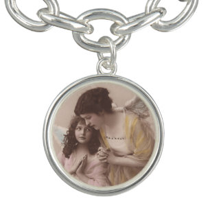 Vintage antique Photo silver plated charm bracelet